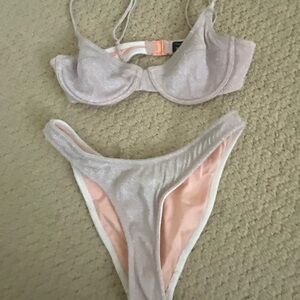 Shimmering Bikini Set in Silver and Pink